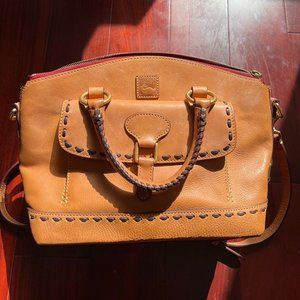 Authentic Dooney & Bourke Florentine Natural Leather Pocket Satchel Purse